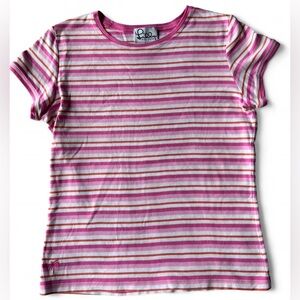 Lily Pulitzer Womens Pink Cotton Striped Short Sleeve T-Shirt Preppy Medium